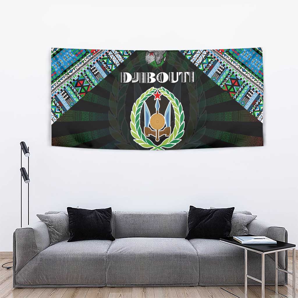 Djibouti Roots Tapestry African Map in Fingerprint and Tribal Colors