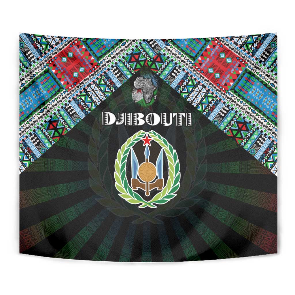 Djibouti Roots Tapestry African Map in Fingerprint and Tribal Colors
