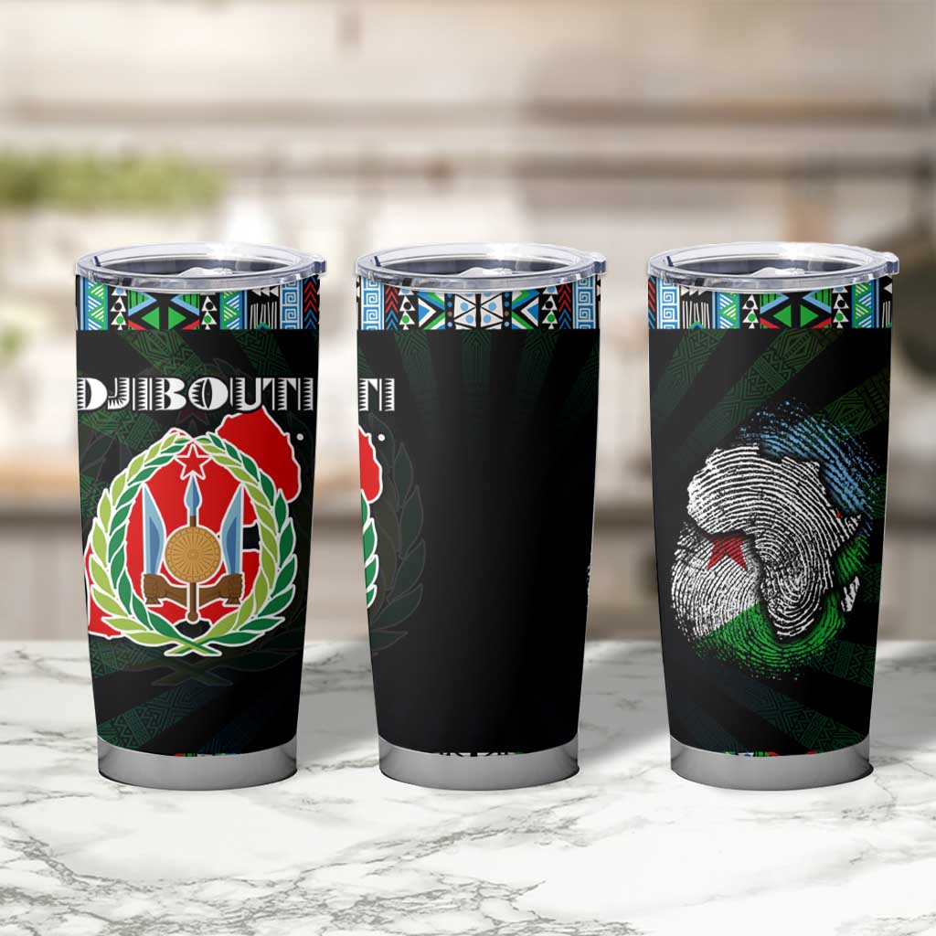 Djibouti Roots Tumbler Cup African Map in Fingerprint and Tribal Colors
