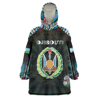 Personalized Djibouti Roots Wearable Blanket Hoodie African Map in Fingerprint and Tribal Colors