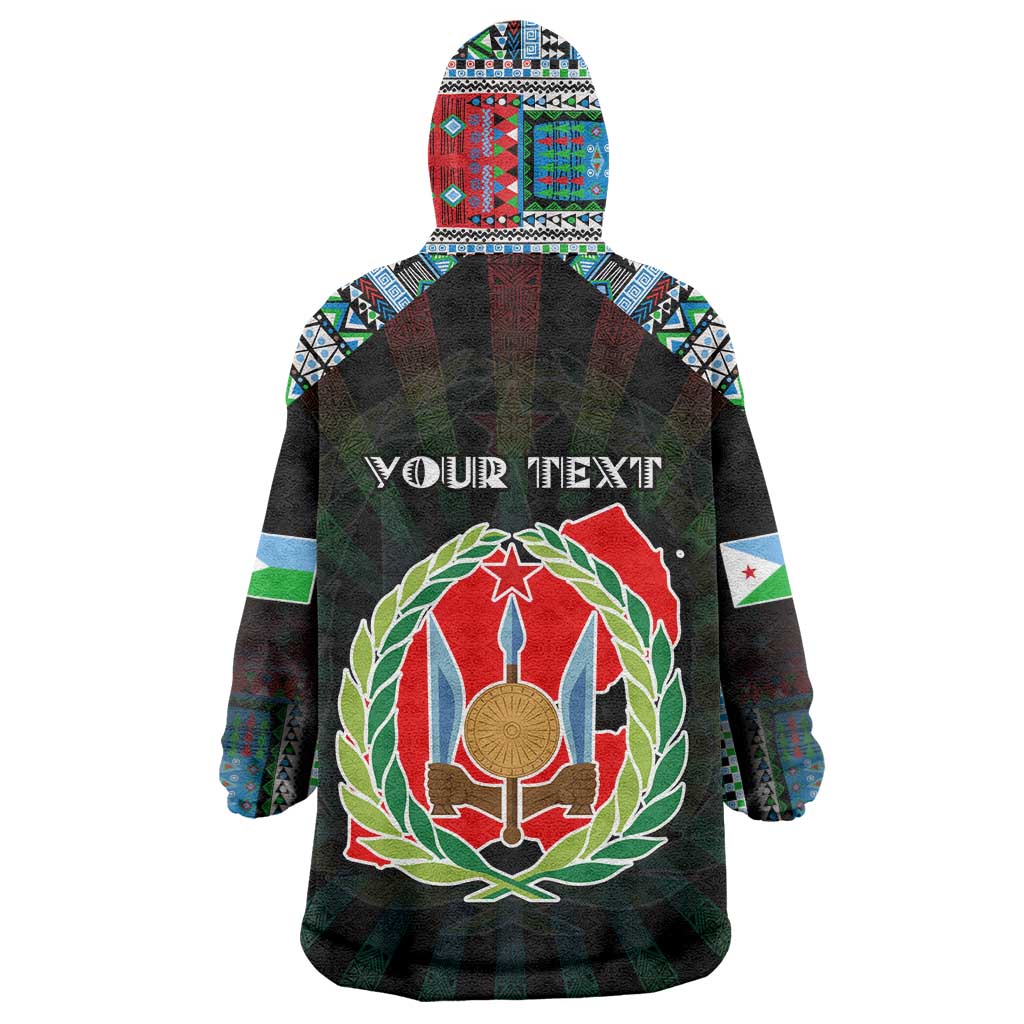 Personalized Djibouti Roots Wearable Blanket Hoodie African Map in Fingerprint and Tribal Colors