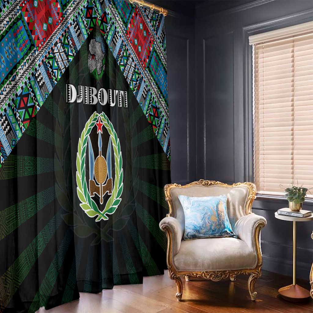 Djibouti Roots Window Curtain African Map in Fingerprint and Tribal Colors