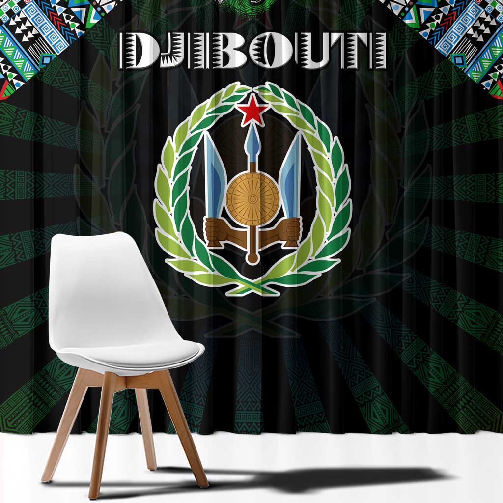 Djibouti Roots Window Curtain African Map in Fingerprint and Tribal Colors