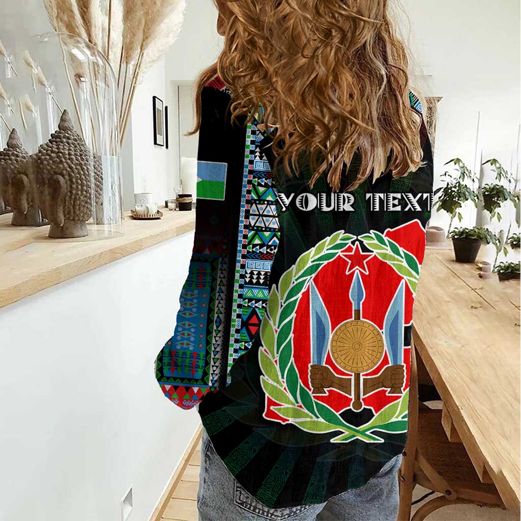 Personalized Djibouti Roots Women Casual Shirt African Map in Fingerprint and Tribal Colors
