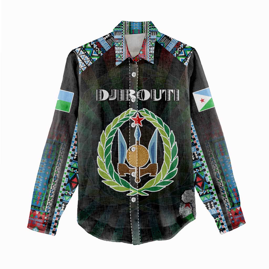 Personalized Djibouti Roots Women Casual Shirt African Map in Fingerprint and Tribal Colors