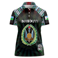 Personalized Djibouti Roots Women Polo Shirt African Map in Fingerprint and Tribal Colors