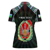 Personalized Djibouti Roots Women Polo Shirt African Map in Fingerprint and Tribal Colors