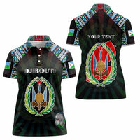 Personalized Djibouti Roots Women Polo Shirt African Map in Fingerprint and Tribal Colors