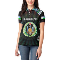 Personalized Djibouti Roots Women Polo Shirt African Map in Fingerprint and Tribal Colors