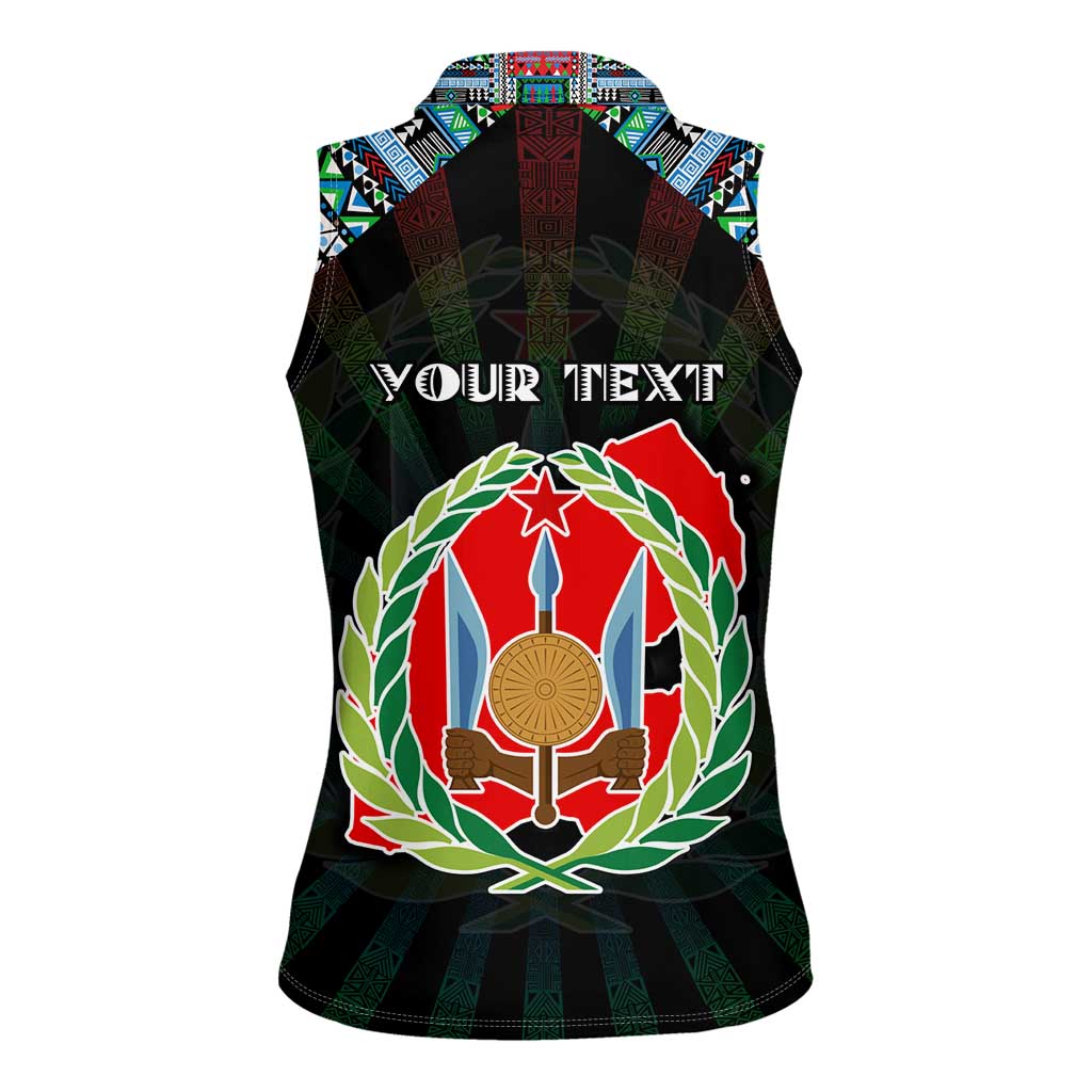 Personalized Djibouti Roots Women Sleeveless Polo Shirt African Map in Fingerprint and Tribal Colors
