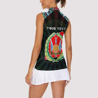 Personalized Djibouti Roots Women Sleeveless Polo Shirt African Map in Fingerprint and Tribal Colors