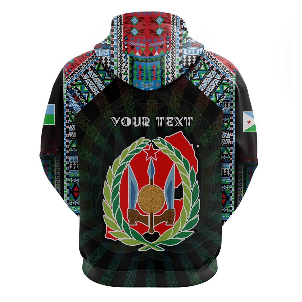 Personalized Djibouti Roots Zip Hoodie African Map in Fingerprint and Tribal Colors
