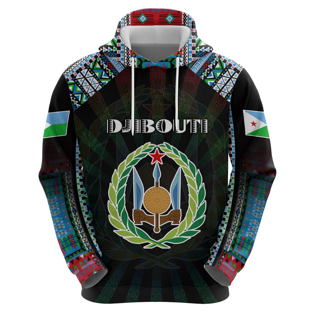Personalized Djibouti Roots Zip Hoodie African Map in Fingerprint and Tribal Colors