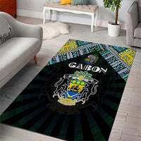 Gabon Roots Area Rug African Map in Fingerprint and Tribal Colors