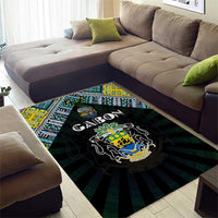 Gabon Roots Area Rug African Map in Fingerprint and Tribal Colors