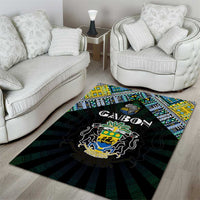 Gabon Roots Area Rug African Map in Fingerprint and Tribal Colors