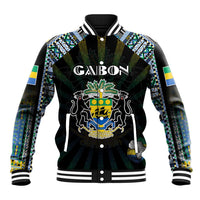 Personalized Gabon Roots Baseball Jacket African Map in Fingerprint and Tribal Colors