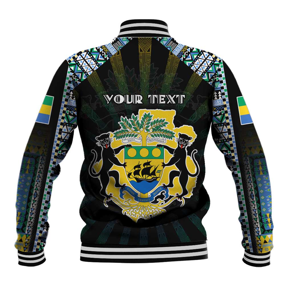 Personalized Gabon Roots Baseball Jacket African Map in Fingerprint and Tribal Colors