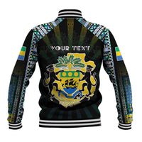 Personalized Gabon Roots Baseball Jacket African Map in Fingerprint and Tribal Colors