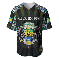 Personalized Gabon Roots Baseball Jersey African Map in Fingerprint and Tribal Colors