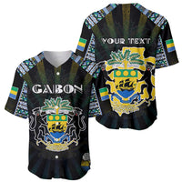 Personalized Gabon Roots Baseball Jersey African Map in Fingerprint and Tribal Colors