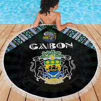 Gabon Roots Beach Blanket African Map in Fingerprint and Tribal Colors
