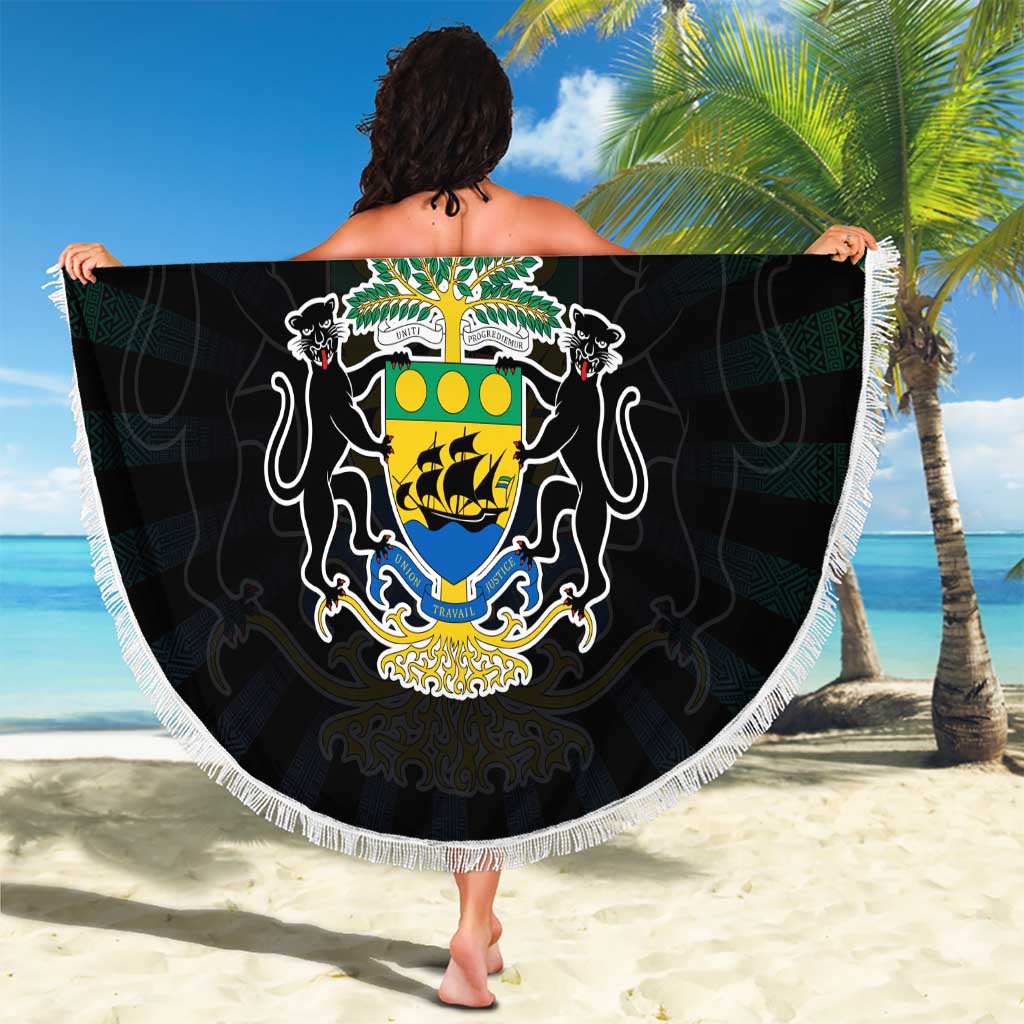 Gabon Roots Beach Blanket African Map in Fingerprint and Tribal Colors