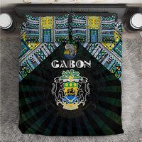 Gabon Roots Bedding Set African Map in Fingerprint and Tribal Colors