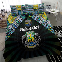 Gabon Roots Bedding Set African Map in Fingerprint and Tribal Colors