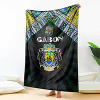 Gabon Roots Blanket African Map in Fingerprint and Tribal Colors