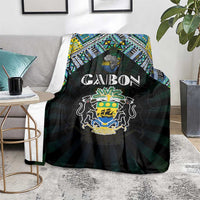 Gabon Roots Blanket African Map in Fingerprint and Tribal Colors
