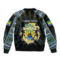 Personalized Gabon Roots Bomber Jacket African Map in Fingerprint and Tribal Colors