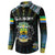 Personalized Gabon Roots Button Sweatshirt African Map in Fingerprint and Tribal Colors
