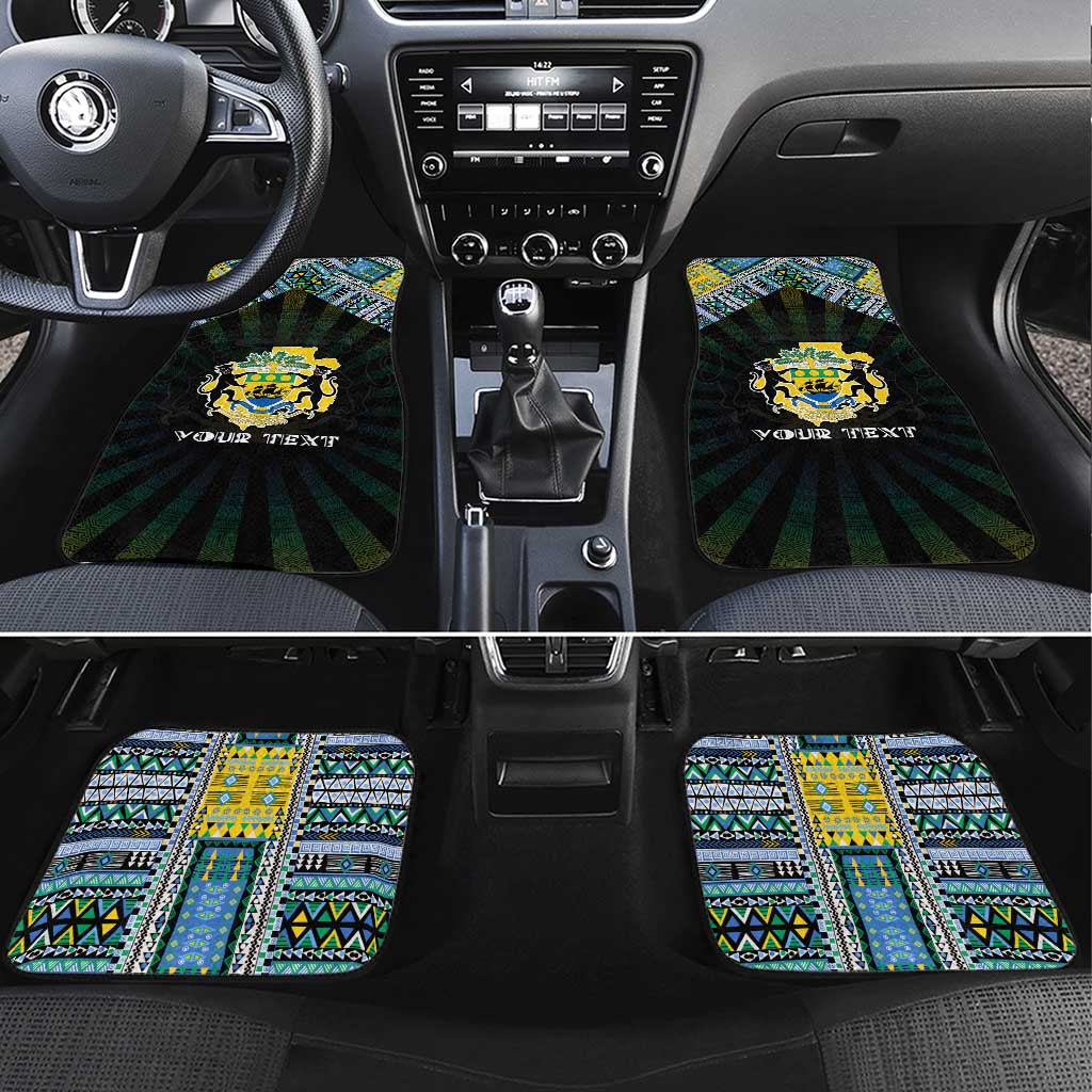 Gabon Roots Car Mats African Map in Fingerprint and Tribal Colors