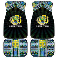 Gabon Roots Car Mats African Map in Fingerprint and Tribal Colors