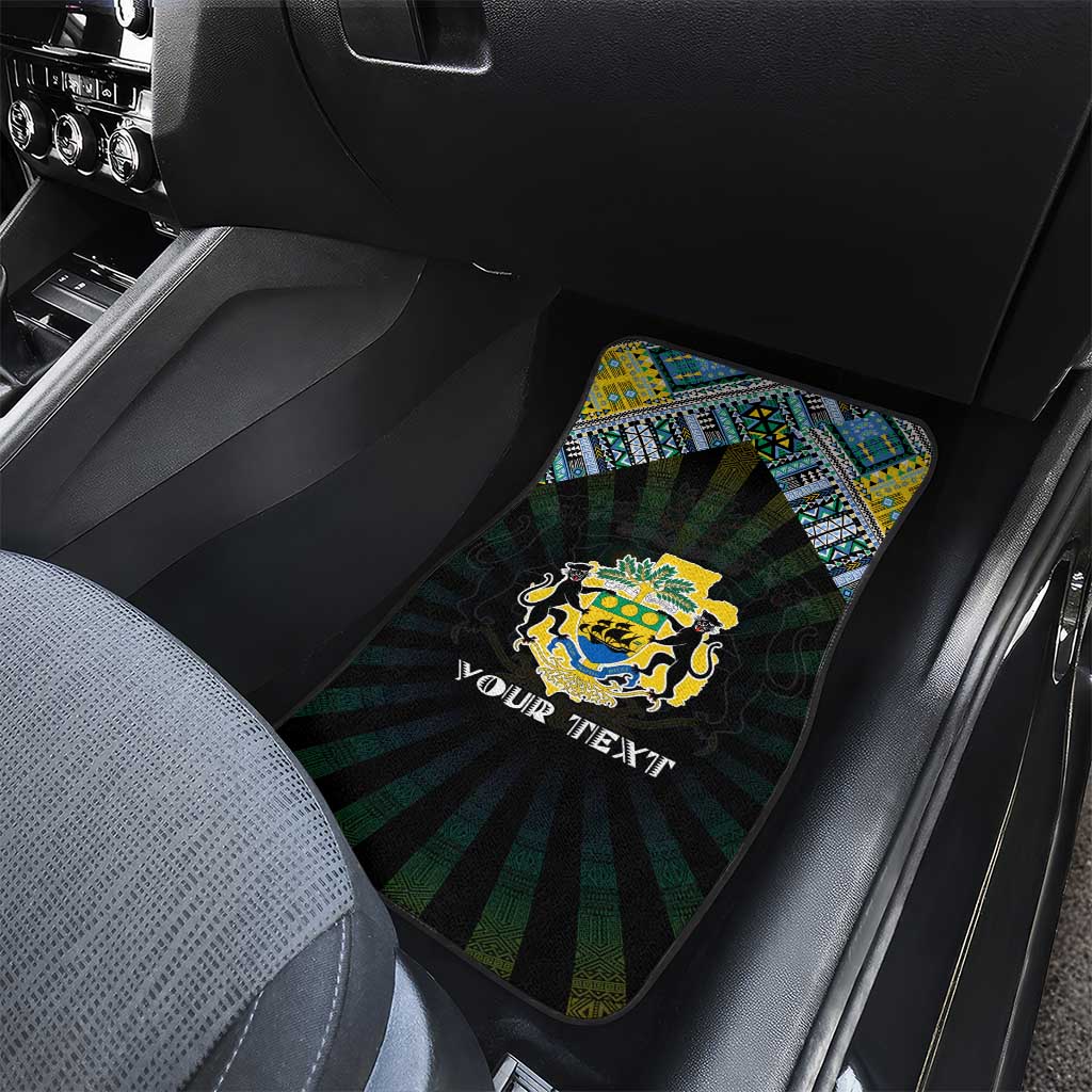 Gabon Roots Car Mats African Map in Fingerprint and Tribal Colors