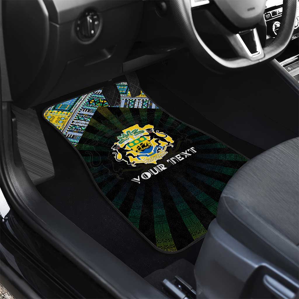 Gabon Roots Car Mats African Map in Fingerprint and Tribal Colors