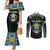 Personalized Gabon Roots Couples Matching Mermaid Dress and Long Sleeve Button Shirt African Map in Fingerprint and Tribal Colors
