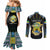 Personalized Gabon Roots Couples Matching Mermaid Dress and Long Sleeve Button Shirt African Map in Fingerprint and Tribal Colors