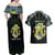 Personalized Gabon Roots Couples Matching Off Shoulder Maxi Dress and Hawaiian Shirt African Map in Fingerprint and Tribal Colors