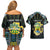 Personalized Gabon Roots Couples Matching Off Shoulder Short Dress and Hawaiian Shirt African Map in Fingerprint and Tribal Colors