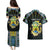 Personalized Gabon Roots Couples Matching Puletasi and Hawaiian Shirt African Map in Fingerprint and Tribal Colors
