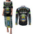 Personalized Gabon Roots Couples Matching Puletasi and Long Sleeve Button Shirt African Map in Fingerprint and Tribal Colors