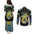 Personalized Gabon Roots Couples Matching Puletasi and Long Sleeve Button Shirt African Map in Fingerprint and Tribal Colors