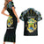 Personalized Gabon Roots Couples Matching Short Sleeve Bodycon Dress and Hawaiian Shirt African Map in Fingerprint and Tribal Colors