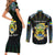 Personalized Gabon Roots Couples Matching Short Sleeve Bodycon Dress and Long Sleeve Button Shirt African Map in Fingerprint and Tribal Colors