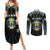 Personalized Gabon Roots Couples Matching Summer Maxi Dress and Long Sleeve Button Shirt African Map in Fingerprint and Tribal Colors