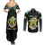 Personalized Gabon Roots Couples Matching Summer Maxi Dress and Long Sleeve Button Shirt African Map in Fingerprint and Tribal Colors