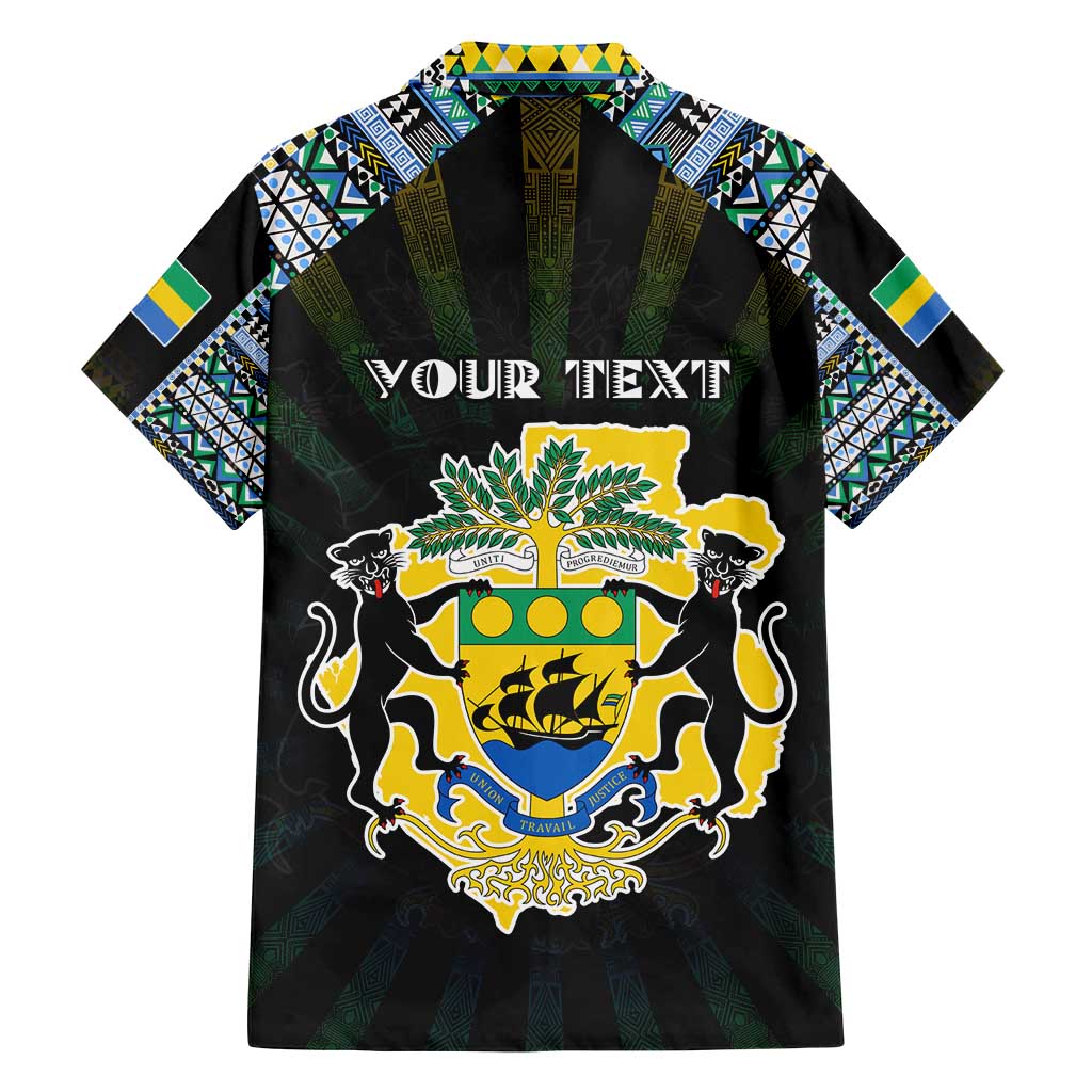 Personalized Gabon Roots Family Matching Long Sleeve Bodycon Dress and Hawaiian Shirt African Map in Fingerprint and Tribal Colors