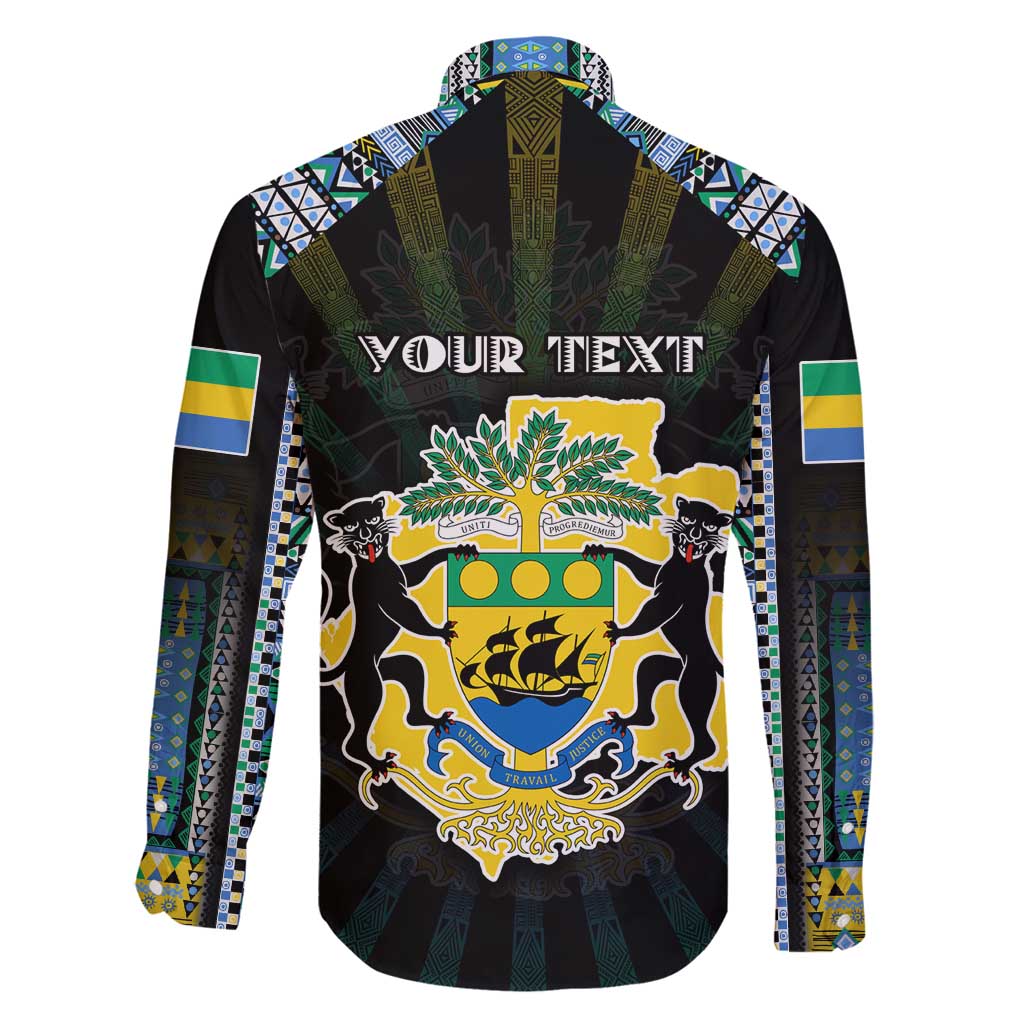 Personalized Gabon Roots Family Matching Long Sleeve Bodycon Dress and Hawaiian Shirt African Map in Fingerprint and Tribal Colors